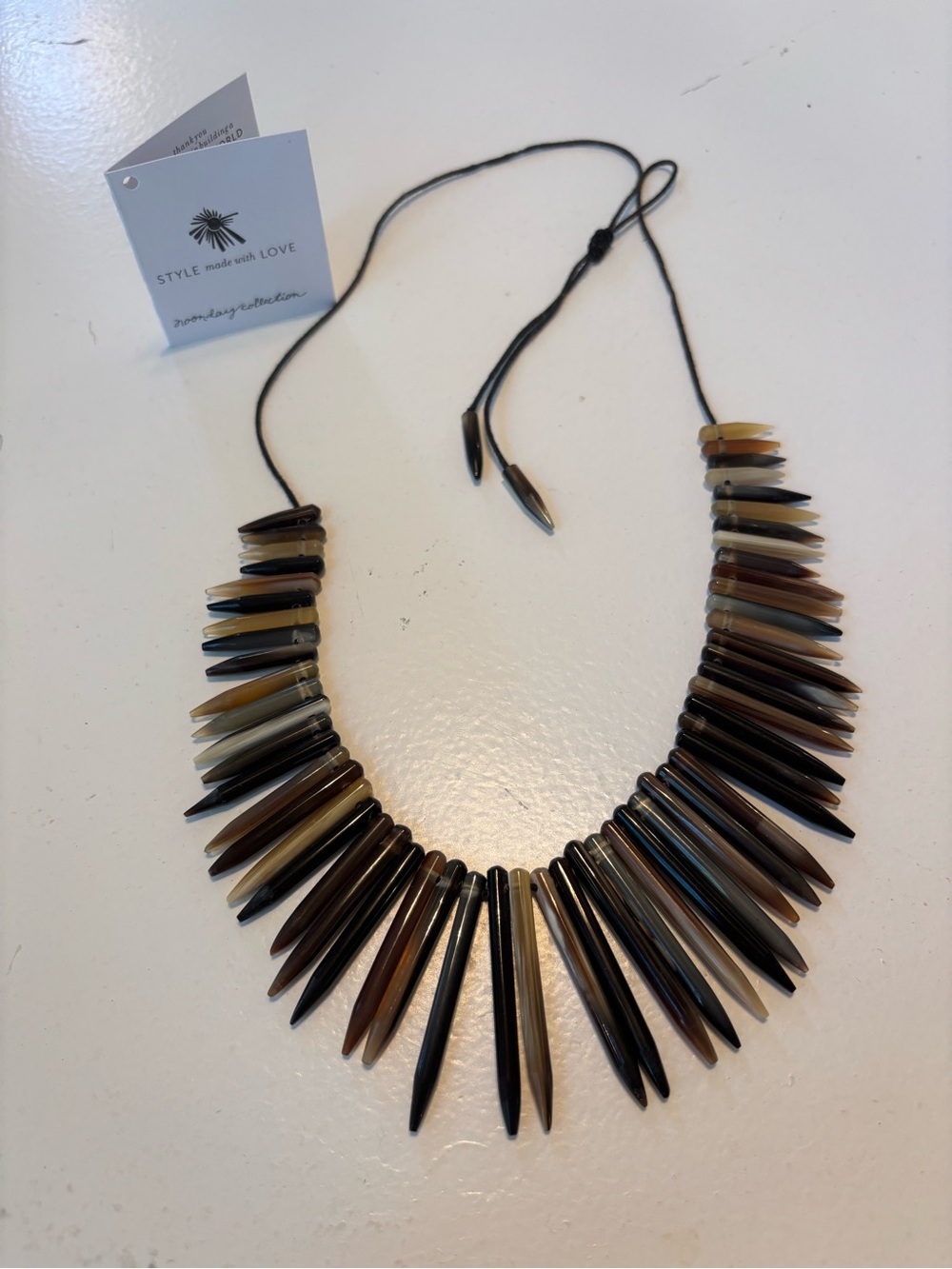 Noonday Collection Roar Brown and Tan Spike Necklace